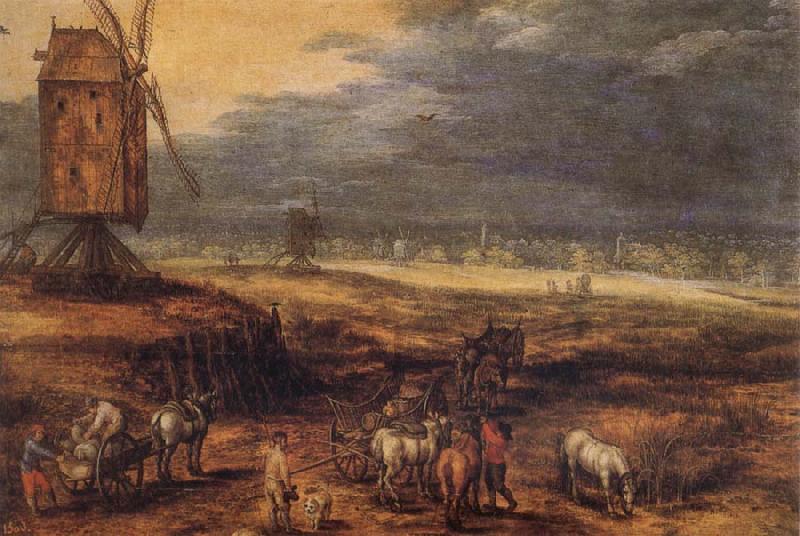 Jan Brueghel The Elder Landscape with Windmills Sweden oil painting art